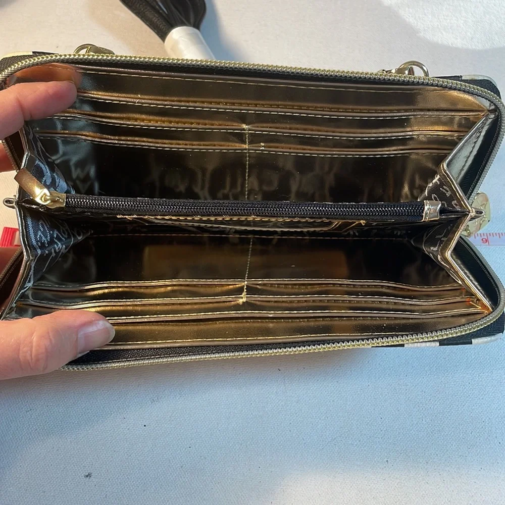 Betsey Johnson Black and White Striped Wallet